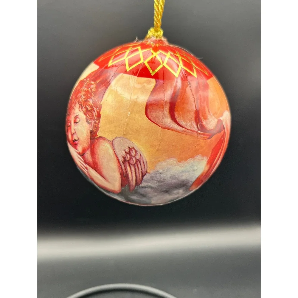 Set of 11‎ Angel Christmas Ornaments Paper Mache Cherub Round Decorative Balls